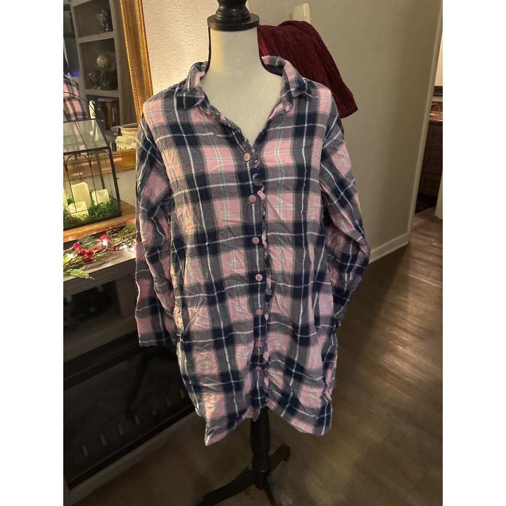 Jasmine & Ginger women's XL plaid pink blue long sleeve top‎